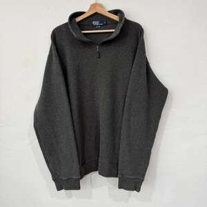Vintage 90's Polo Ralph Lauren Quarter Zip Sweater, Dark Gray, Cotton, Size XL